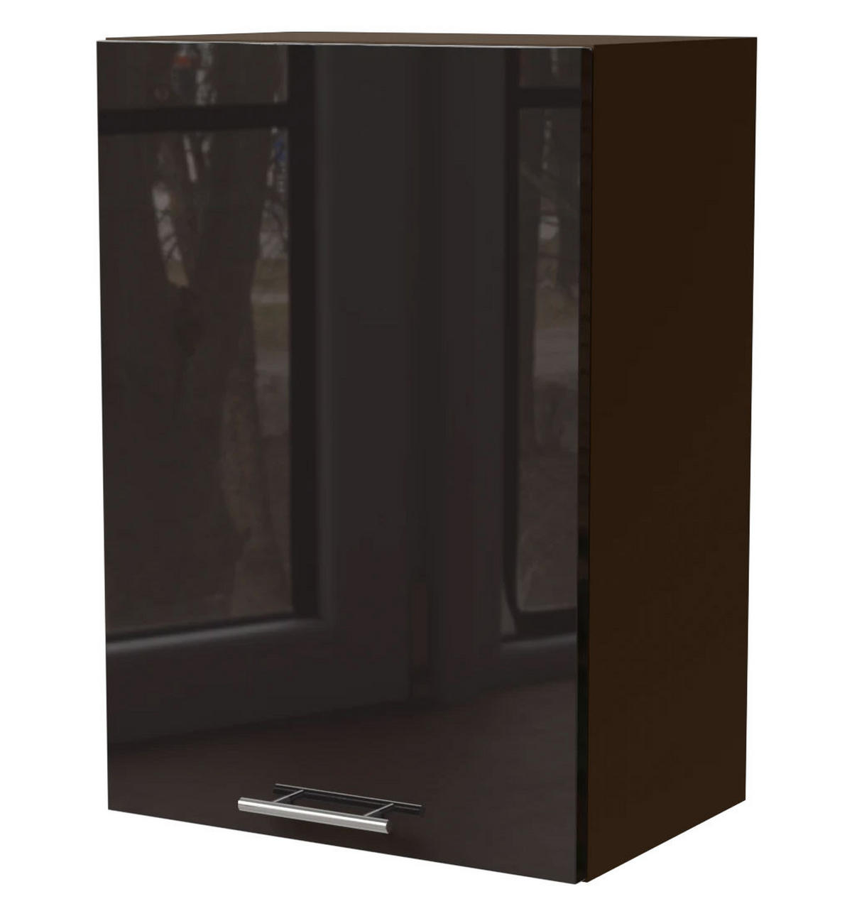 KÜCHENHÄNGESCHRANK Essen W2/50 Schwarz Hochglanz / Lava Matt 50 / 32,5 / 72cm - Schwarz Hochglanz/Dunkelgrau, Holz/Holzwerkstoff (50/72/32.5cm) - Feldmann-Wohnen