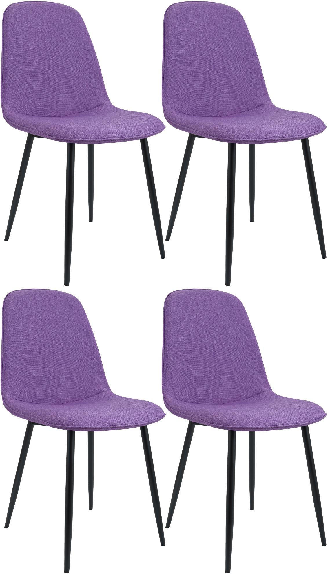 ESSZIMMERSTUHL 4er Set Stoff Lila - Lila/Schwarz, Textil/Metall (45/88/54cm) - CLP