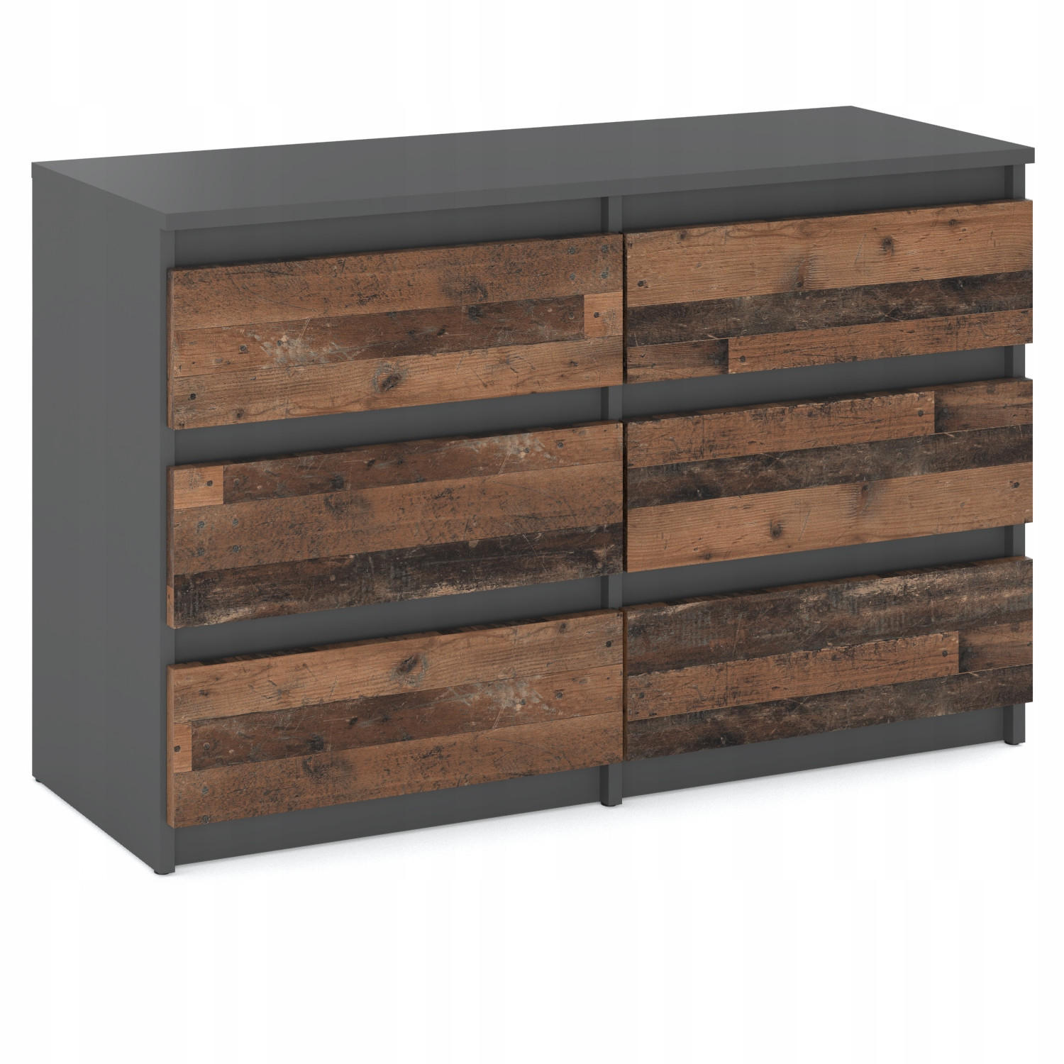 KOMMODE mit Schubladen – Grau Vintage - Braun/Grau, Holz (100/71.5/33.5cm) - Stiv Meble