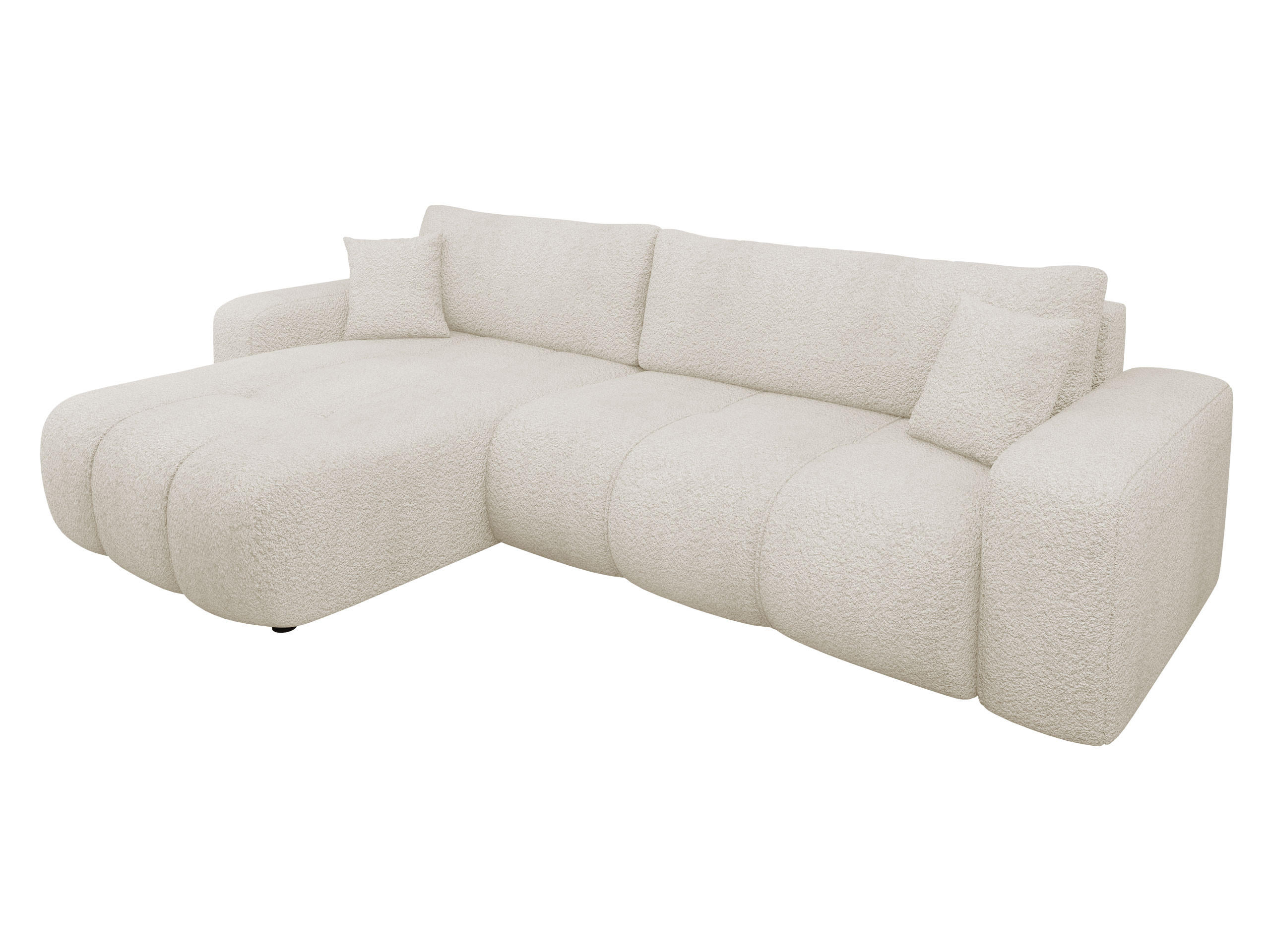 ECKSOFA Furyn Maxi Boucle - Schwarz/Naturfarben, Holzwerkstoff/Kunststoff (274/145cm) - MIRJAN24