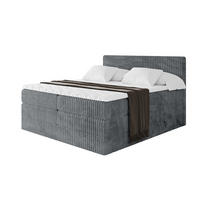 BOXSPRINGBETT mit Matratze H3|H4 und Lattenrost - TOLO KING 200x200 Cord - Dunkelgrau - Dunkelgrau, Holzwerkstoff (200/200cm) - ALTDECOR