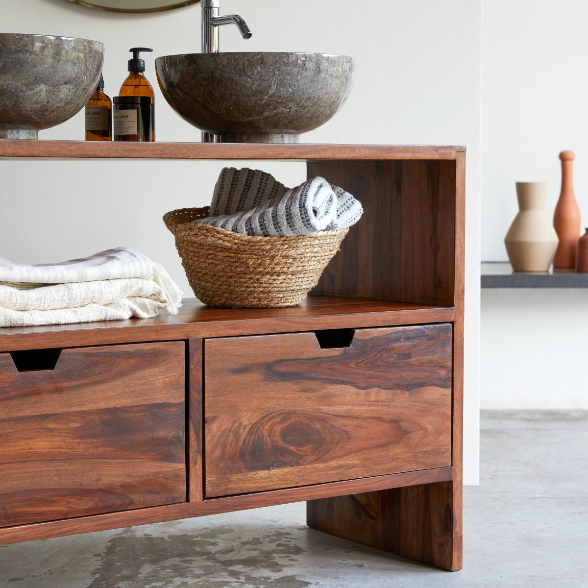 WASCHTISCHUNTERSCHRANK Kwarto Braun aus Palisander - Braun, Holz (110/75/45cm) - Tikamoon