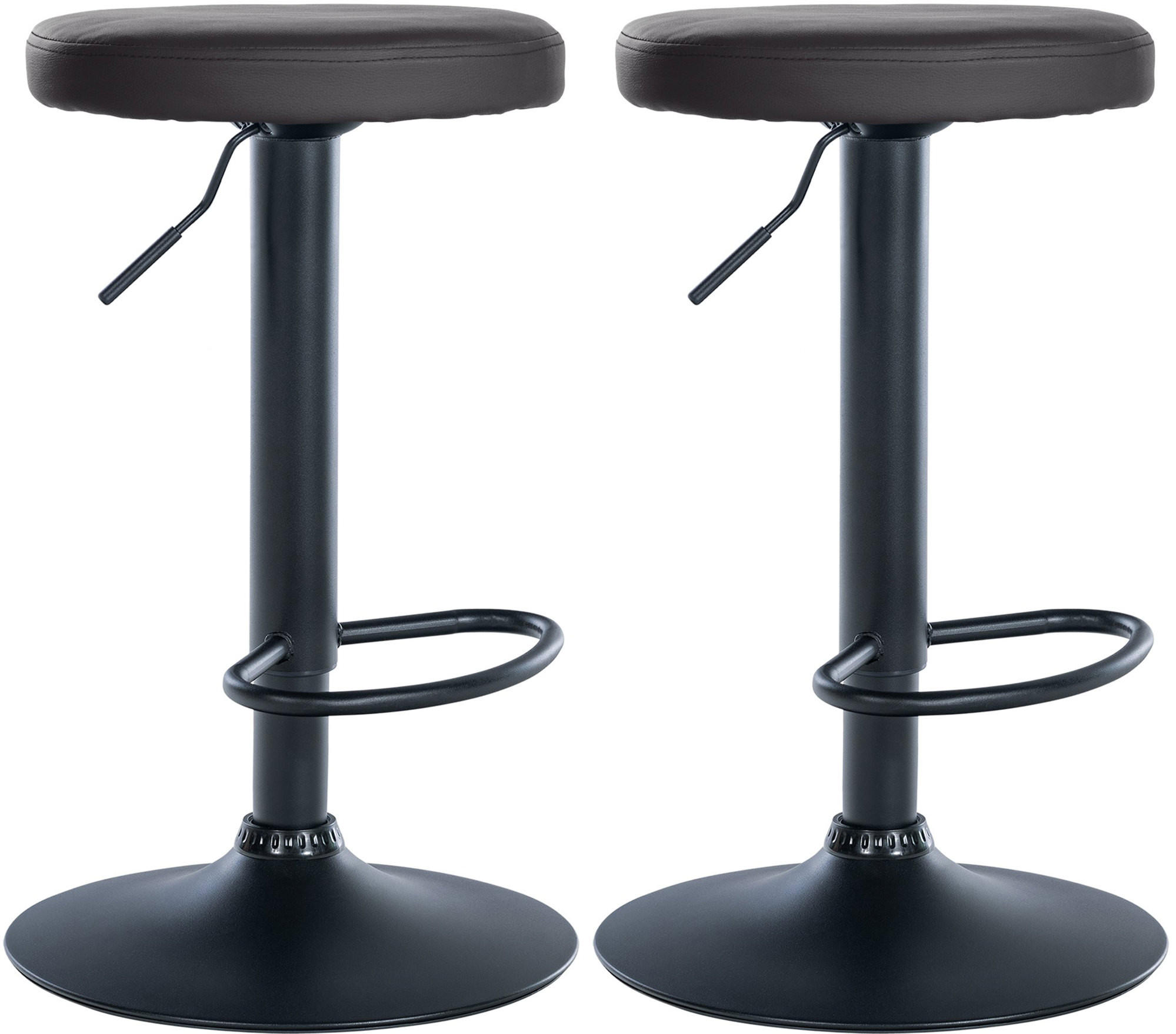 BARHOCKER 2er Set Lederlook schwarz - Schwarz, Textil/Metall (38.5/60/38.5cm) - CLP