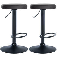 BARHOCKER 2er Set Lederlook schwarz - Schwarz, Textil/Metall (38.5/60/38.5cm) - CLP