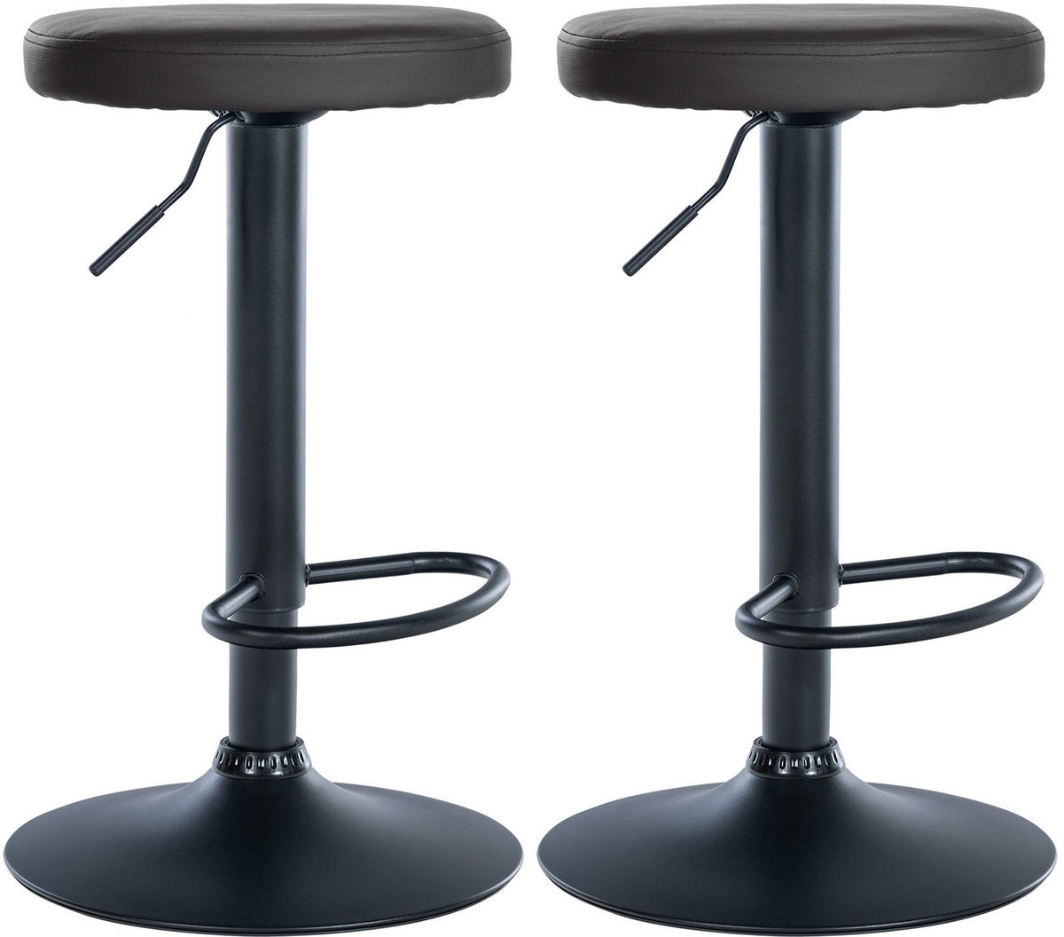 BARHOCKER 2er Set Lederlook schwarz - Schwarz, Textil/Metall (38.5/60/38.5cm) - CLP