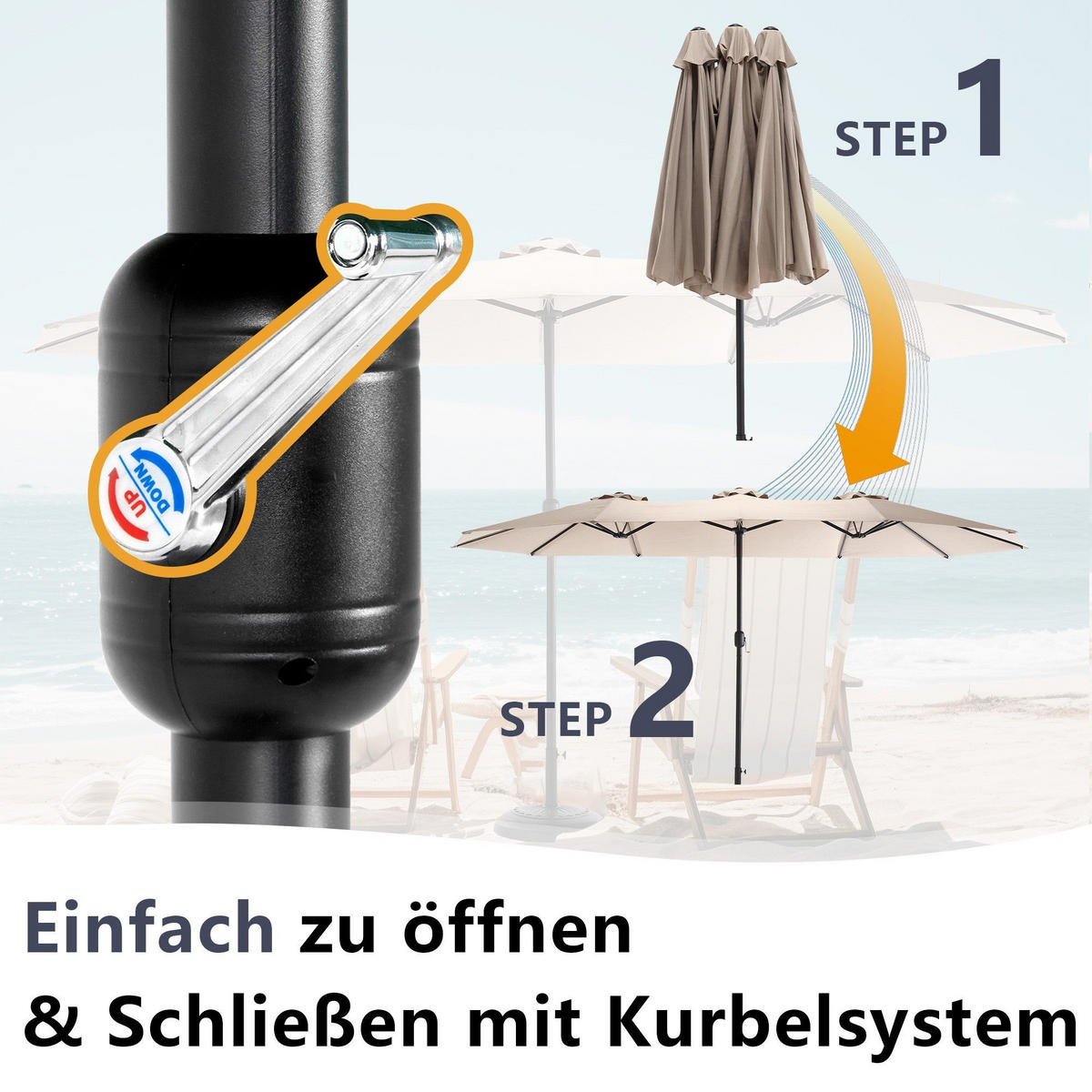 SONNENSCHIRM 453x267cm,Aluminium,Sonnenschutz,Khaki - Braun, Metall (453/267cm) - LVHOM