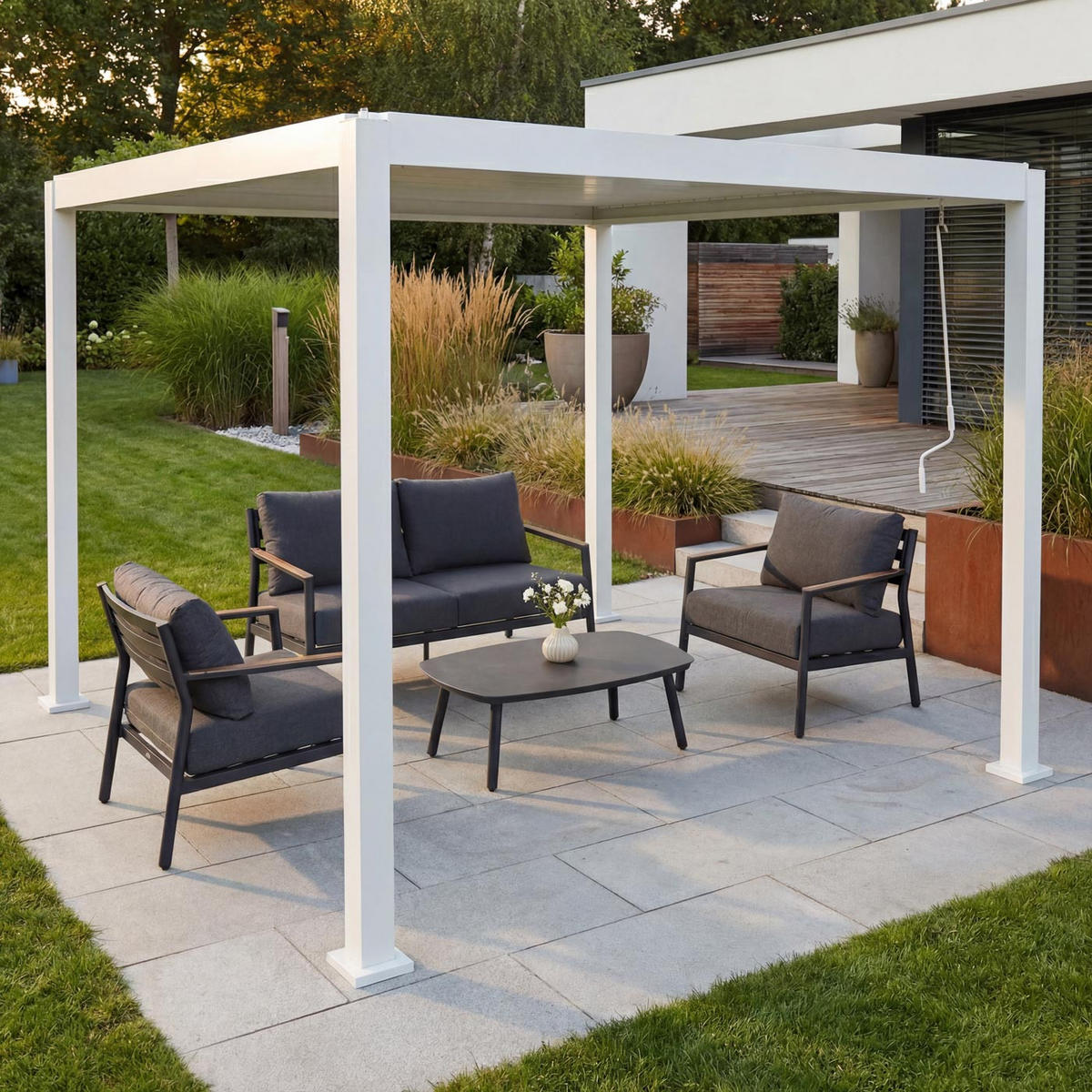 PERGOLA Weiß - Weiß, Metall (302/235/302cm) - MCW