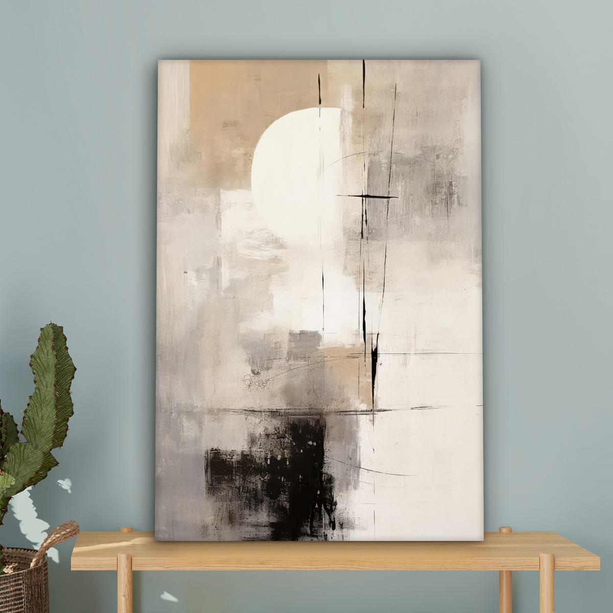 LEINWANDBILD Abstrakt - Kunst - Grau 40x60 cm - Hellgrau, Textil (40/60cm) - MuchoWow