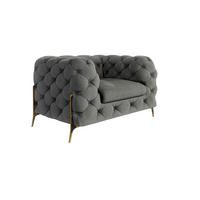 CHESTERFIELD-SESSEL Lexi Grau Samt - Goldfarben/Grau, Holz/Textil (125/75/100cm) - S-Style Möbel