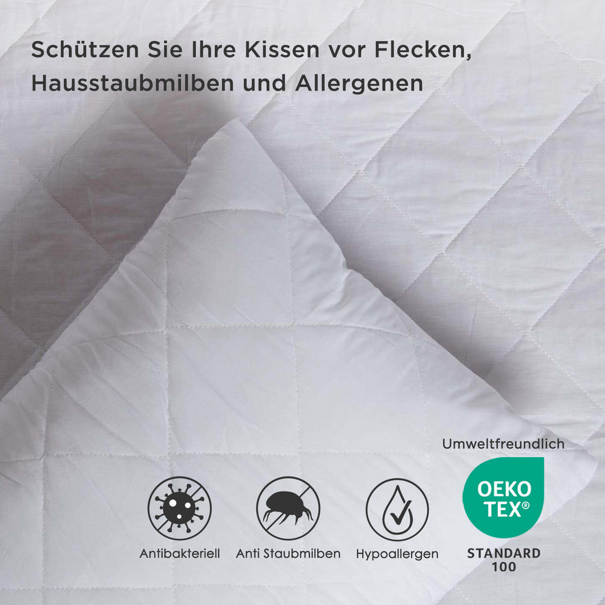 KISSENSCHONER gesteppt 40/80 cm, 4er-Set, mit Reißverschluss - Weiß, Textil (40/80cm) - Homescapes