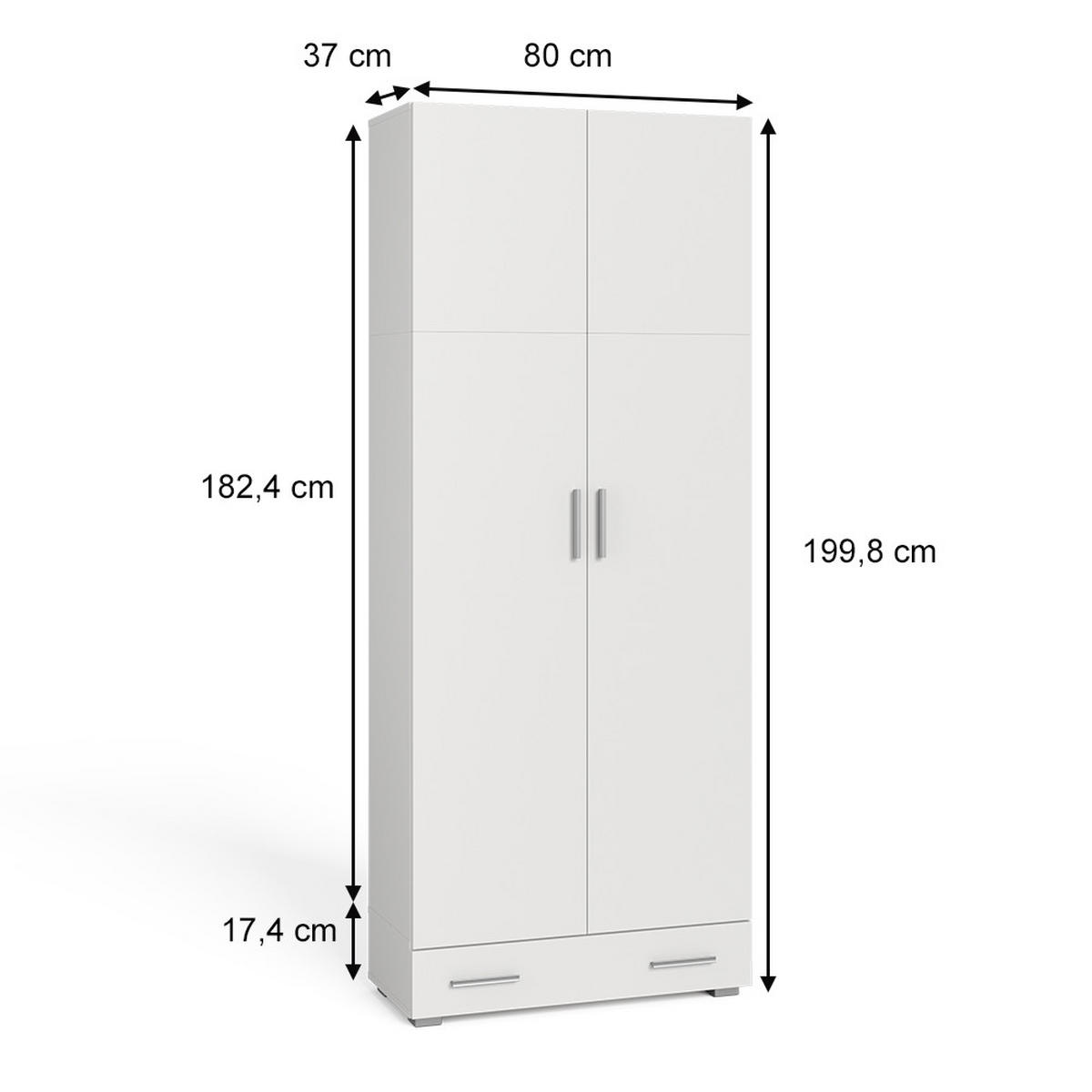 AKTENSCHRANK Frank Weiß 80 x 182.4 cm mit Schublade - Weiß, Holzwerkstoff (80/182.4/37cm) - Vicco