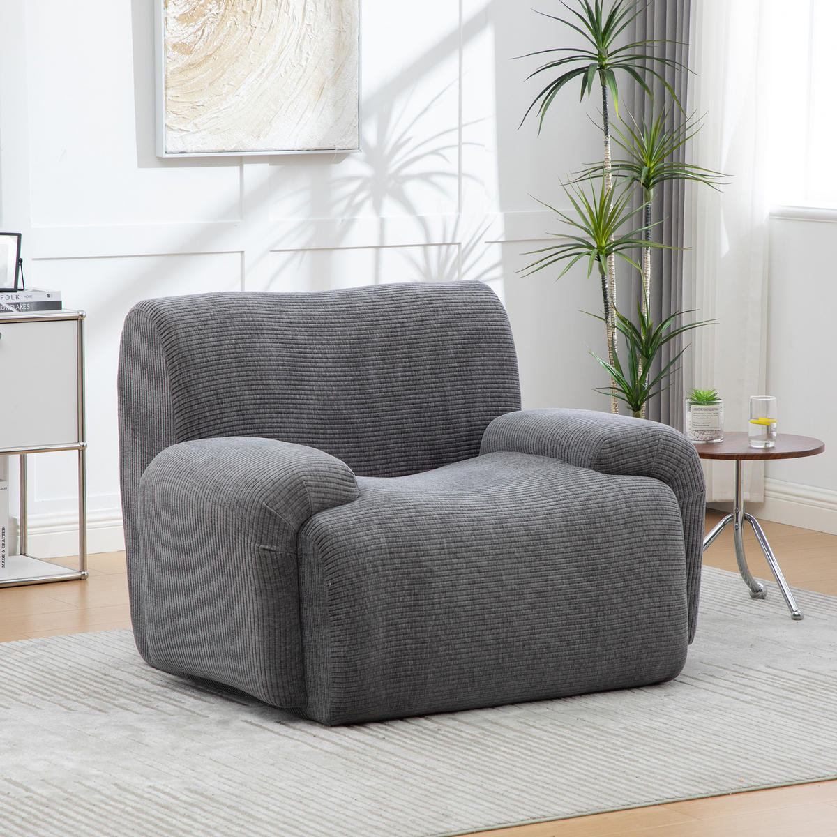 SESSEL DE-35123 mit Hocker Grau - Grau, Textil (94/78.5/113cm) - ComfortXL