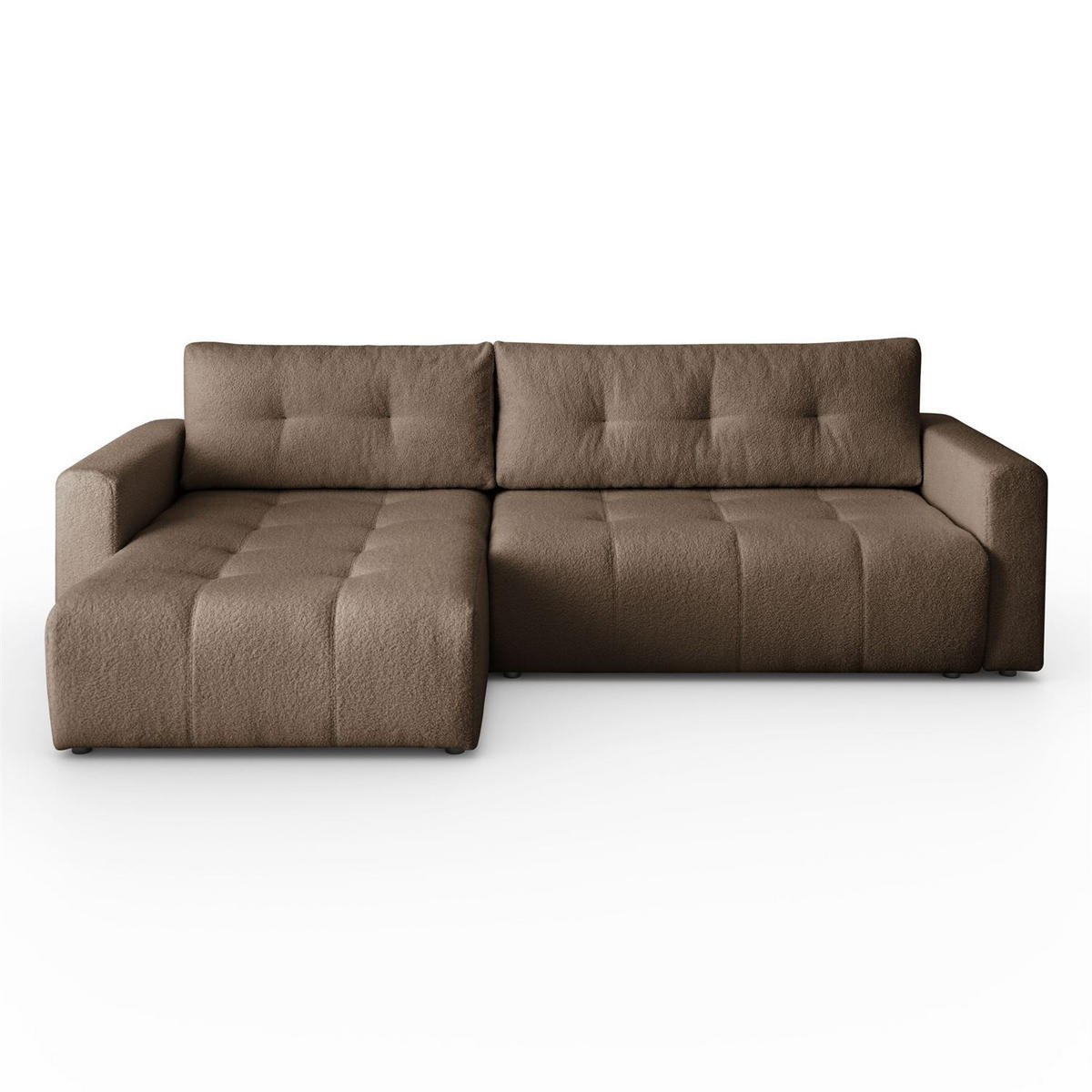 ECKSOFA Viola in L-Form, braun, Lammfelloptik, 261 x 143 cm mit Schlaffunktion und Bettkasten - Braun, Textil (261/143cm) - Margaret Hadas24