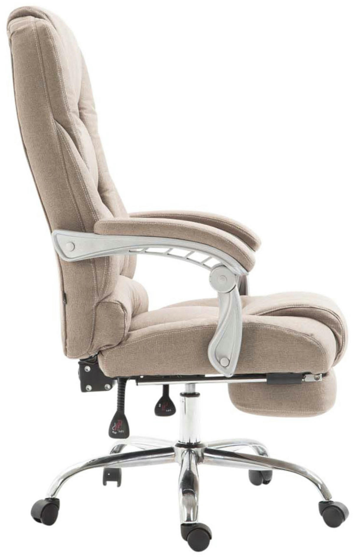 CHEFSESSEL Stoff taupe - Taupe/Chromfarben, Textil/Metall (68/118/64cm) - CLP