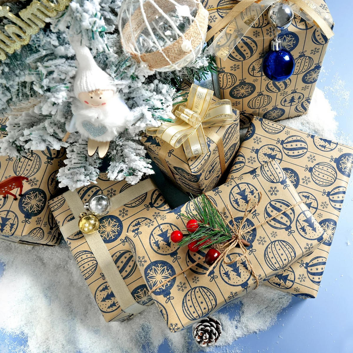 GESCHENKPAPIER – Weihnachts-Geschenkpapier – 43 x 300 cm – Braun - Braun, Papier (4/4/43cm)