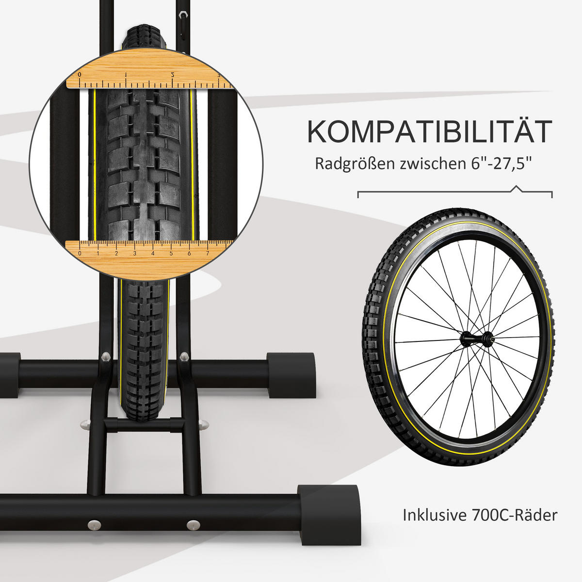 FAHRRADSTÄNDER vertikal und horizontaler Radständer für 700c Fahrräder - Schwarz, Metall (44/118/45cm)