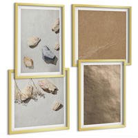 BILDER SET 4er Set - 50x50 cm & 40x60 cm Goldrahmen - Strandsteine natürliche Strukturen - Goldfarben, Kunststoff (50/50cm) - TULUP