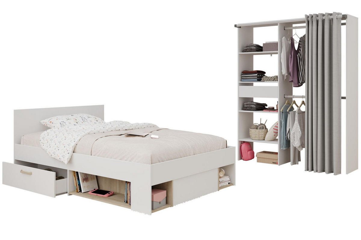 KINDERZIMMER SET Parisot Achille 2-tlg. Holzdekor Weiß/Eiche - Eichefarben/Weiß, Kunststoff (100/1/200cm) - 58aufmkessel