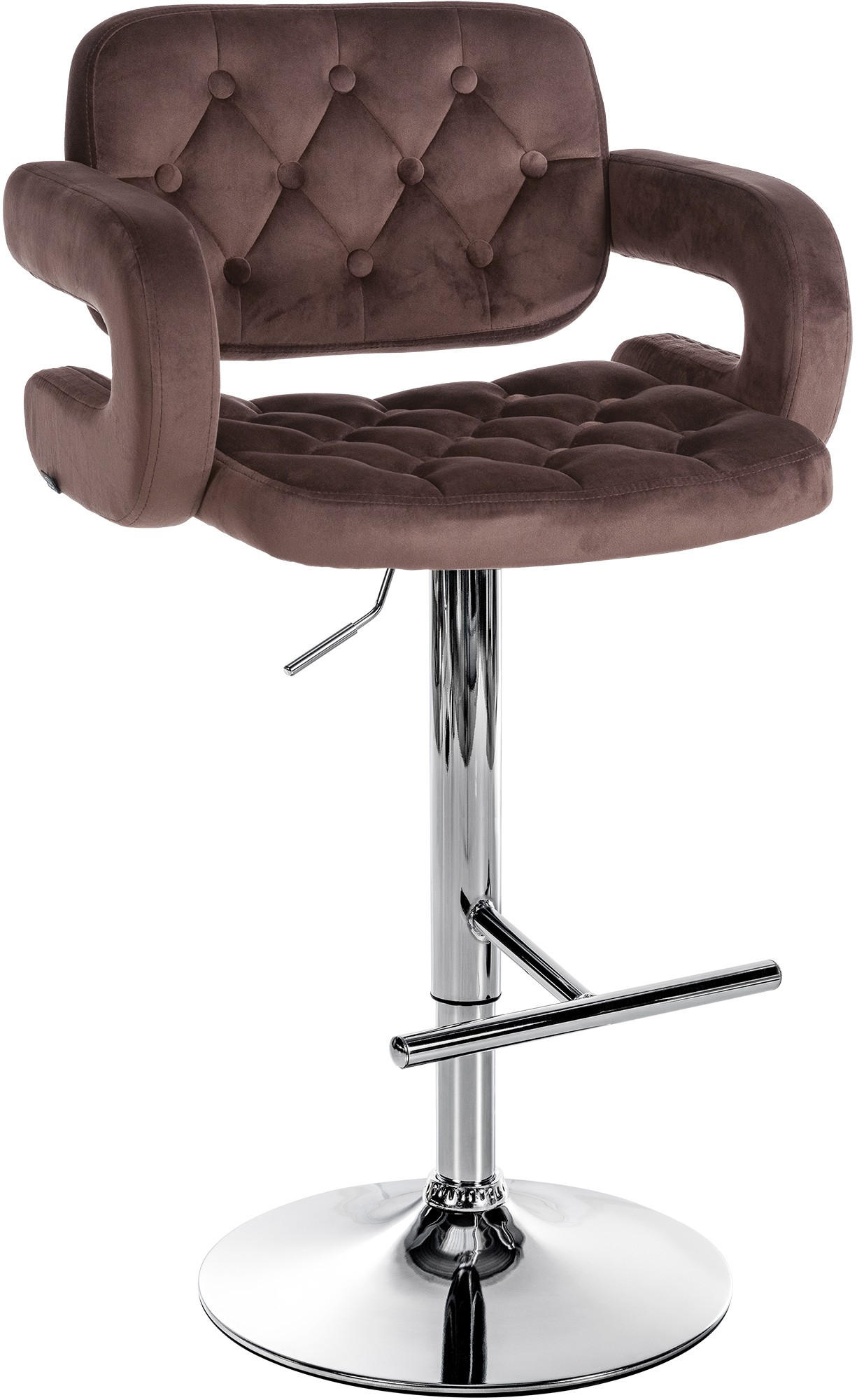 BARHOCKER Samt braun - Chromfarben/Braun, Textil (62/103/55cm) - CLP