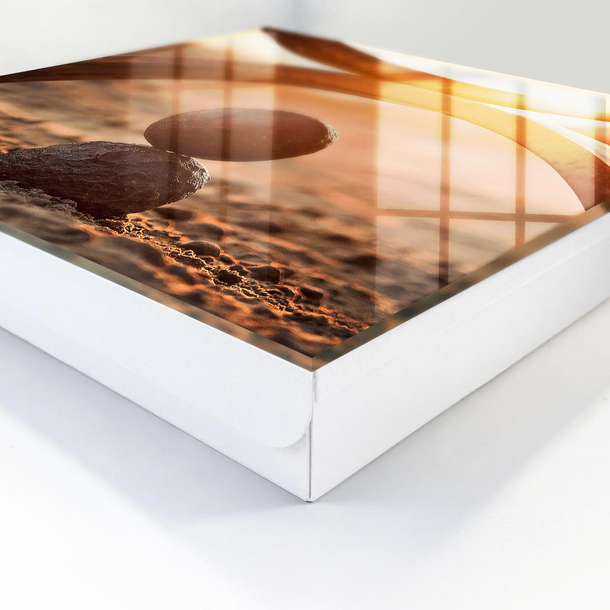 SCHLÜSSELBOX Weiß 30x30 cm – Türöffnung nach rechts - Abstrakte Harmonie - Orange, Metall (30/30/5cm) - TULUP
