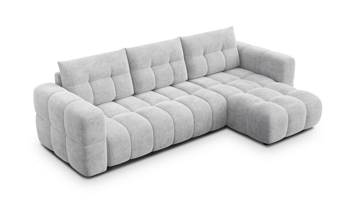 ECKSOFA CLOUDI 4-Sitzer rechts, hellgrau - Hellgrau/Schwarz, Holz/Textil (294/160cm) - Courtois Laville