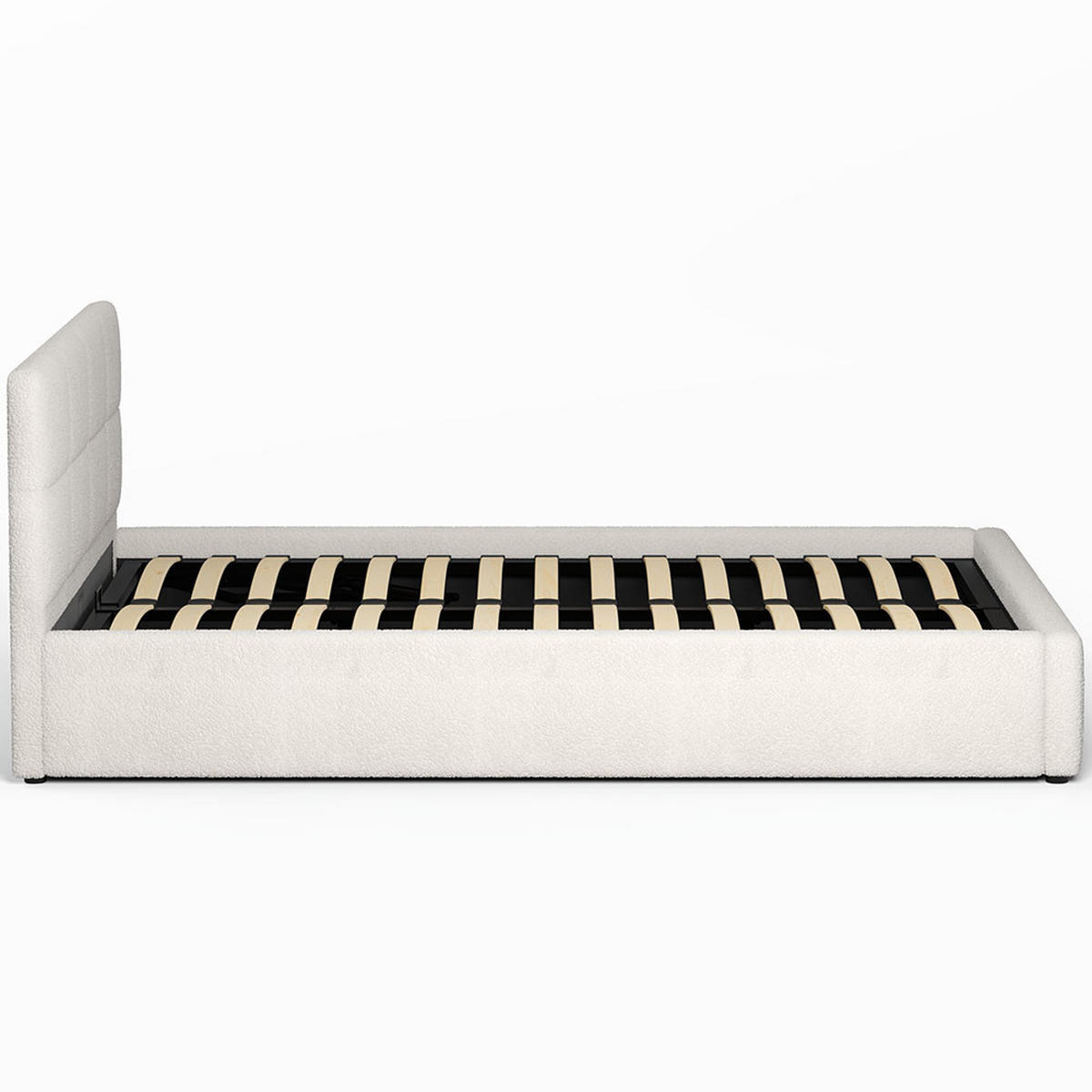 POLSTERBETT 160×200 mit Bettkasten und Lattenrost Mika Teddy-10 Beige Velours - Beige, Holz/Textil (160/200cm) - Jana