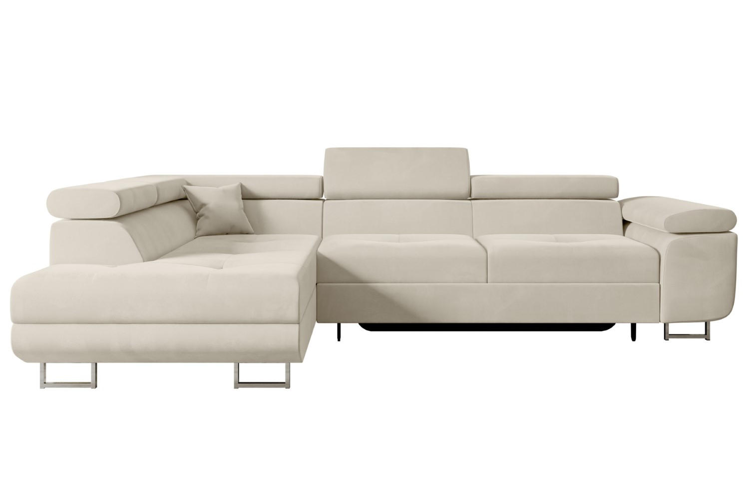 ECKSOFA mit Schlaffunktion und Bettkasten GUSA-L 272x202x107 cm Beige Velours - Beige/Silberfarben, Holzwerkstoff/Textil (202/272cm) - ALTDECOR