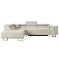 ECKSOFA mit Schlaffunktion und Bettkasten GUSA-L 272x202x107 cm Beige Velours - Beige/Silberfarben, Holzwerkstoff/Textil (202/272cm) - ALTDECOR