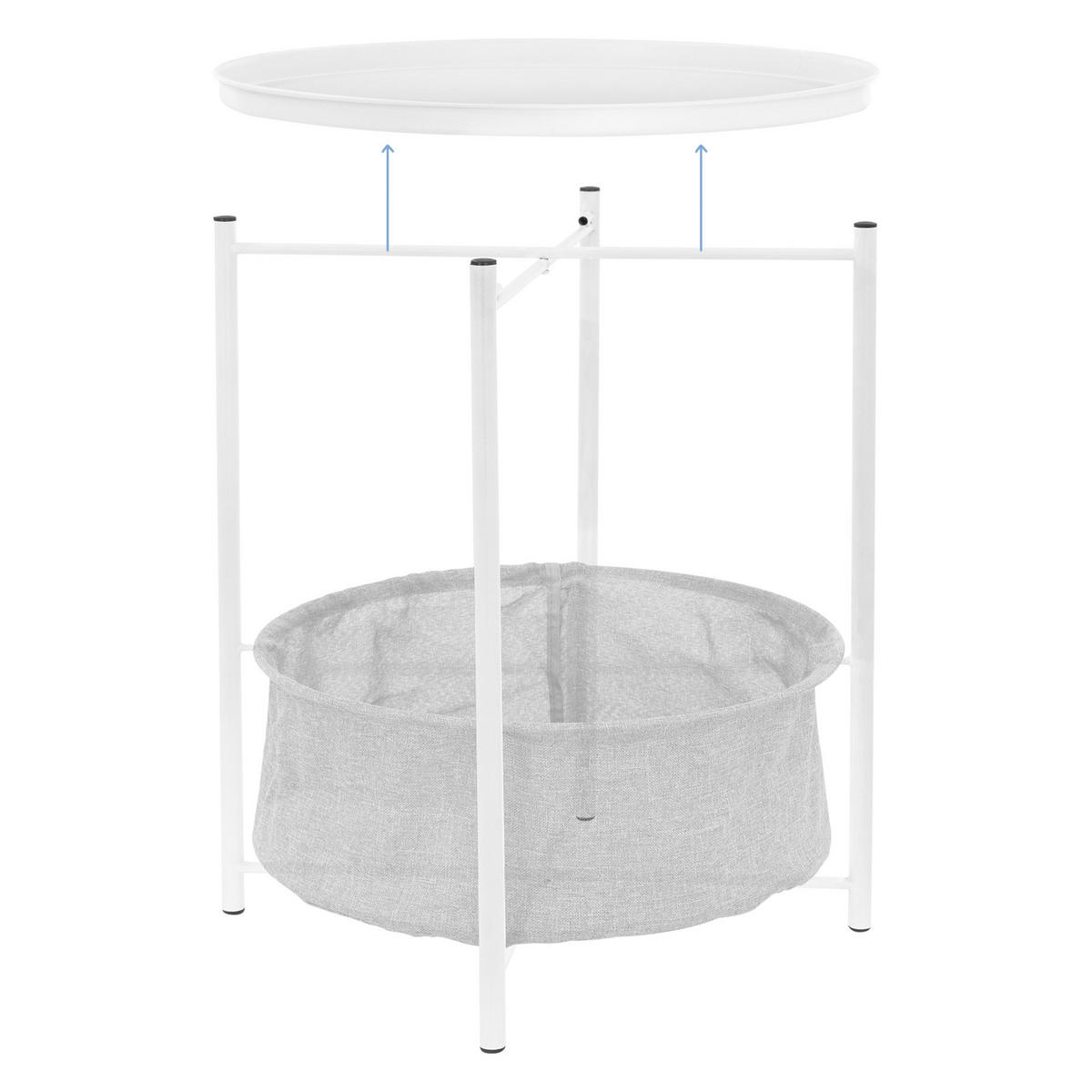 BEISTELLTISCH rund Weiß Ø 46/51 cm - Weiß, Metall (46/46/51cm) - ML-DESIGN