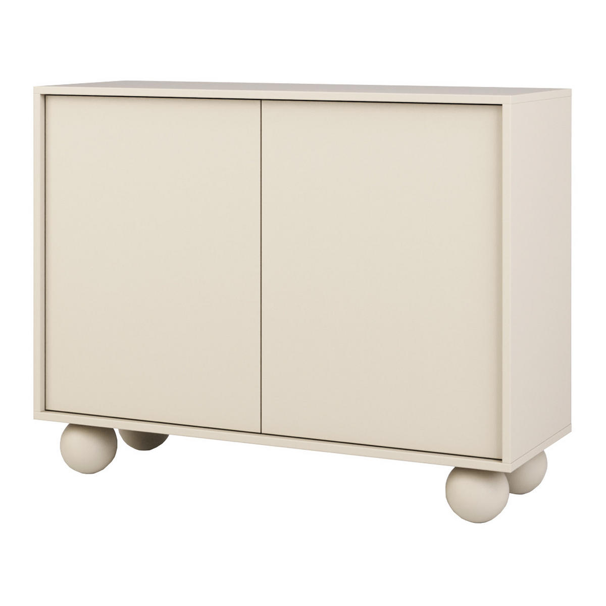 KOMODA Adel se 2 dvířky a kulatými nožkami, 104 cm, bezúchytková, kašmír - kašmírová, kompozitní dřevo (104/81/38cm) - Beautysofa