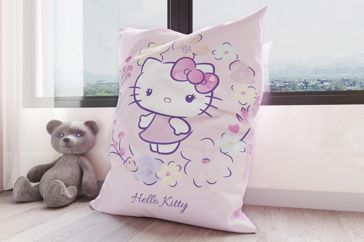 KINDER-SITZSACK - Hello Kitty - Hellrosa/Weiß, Textil (100/25/135cm) - Green Bean
