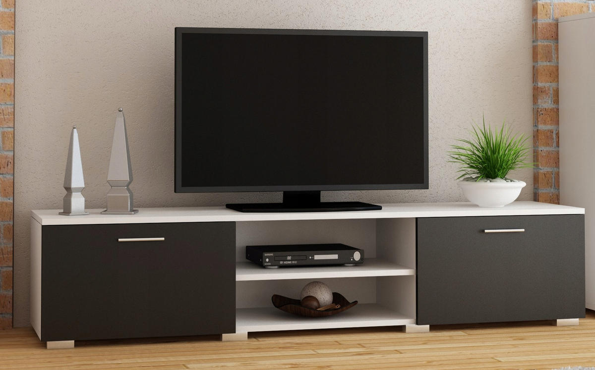 FERNSEHKOMMODE ROMA Weiß-Schwarz 150/40/35 cm - Multicolor, Holzwerkstoff (150/35/40cm) - Matkam Möbel