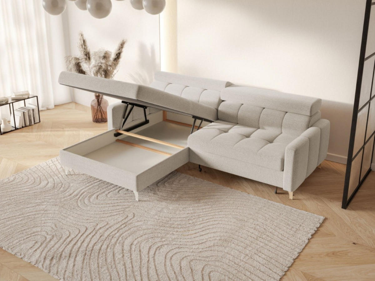 ECKSOFA Hellgrau BAMBINO Mit Verstellbaren Kopfstützen Links - Hellgrau/Grau, Textil (223/174cm) - Sepro Meble