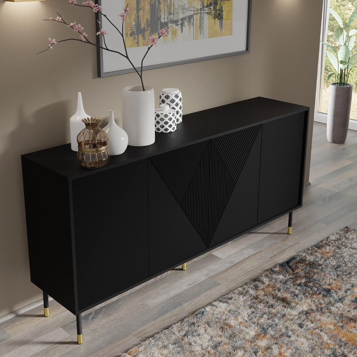 KOMODA Aglaé Crni - crna, drvni materijal (180/88/40cm) - Petits-meubles