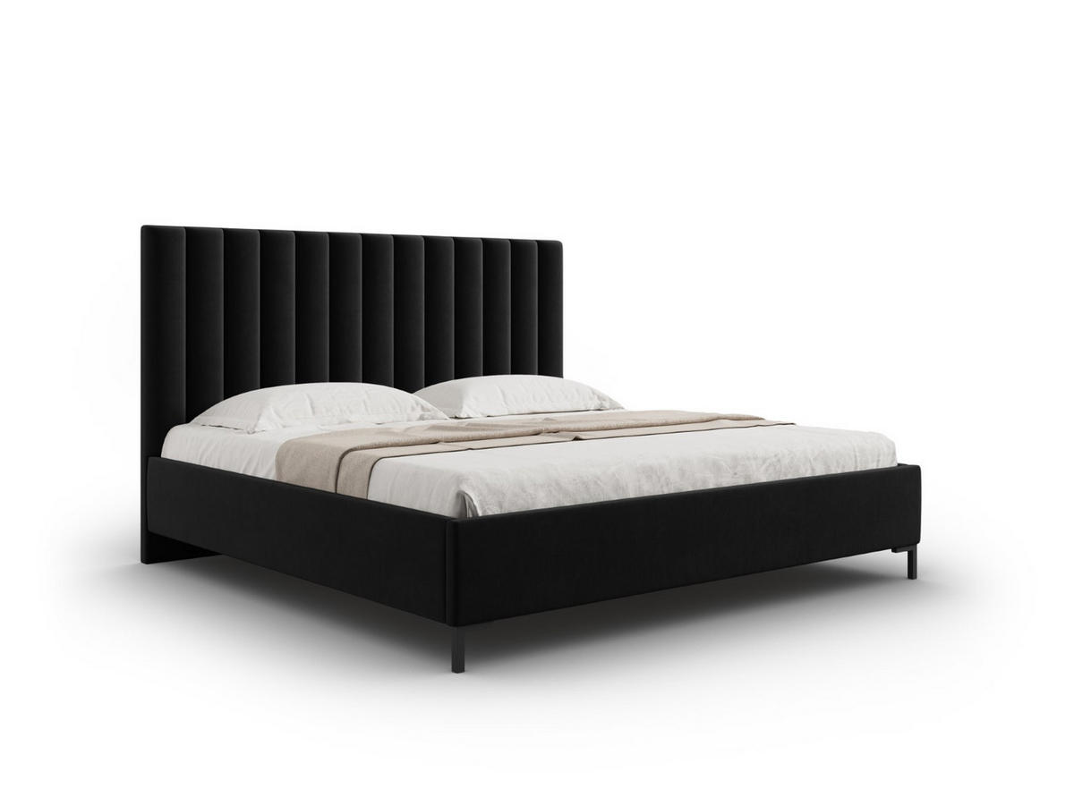 BETT mit Bettkasten und Kopfteil Allison aus Samt schwarz 180x200cm - Schwarz, Textil (180/200cm) - Micadoni