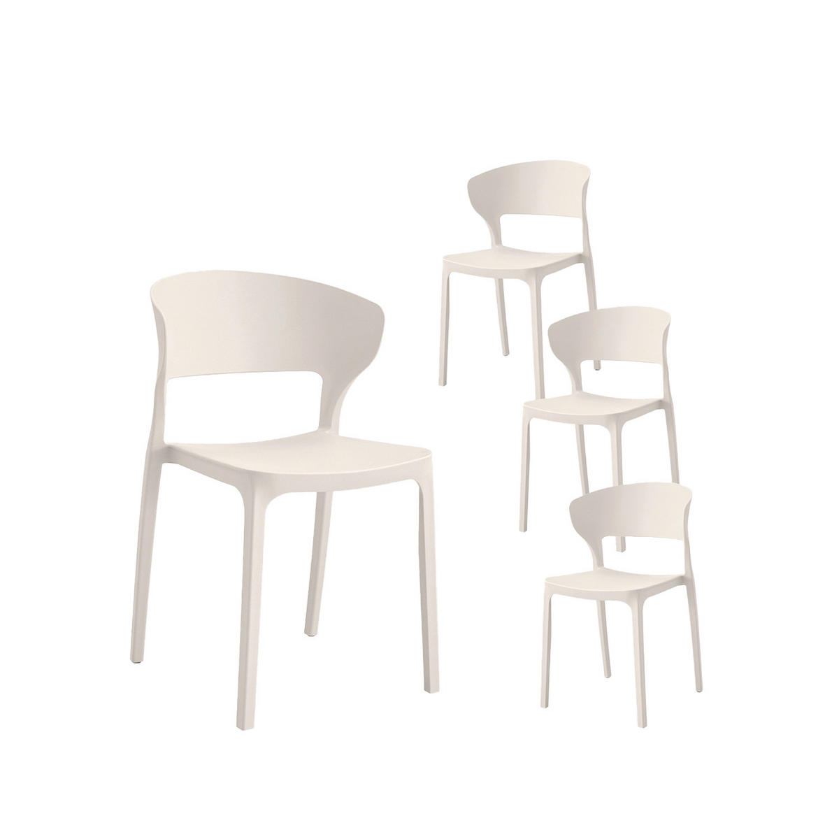 GARTENSTUHL Serin Beige 48 cm x 76 cm 4er-Set - Beige, Kunststoff (48/76/52cm) - Klast Home