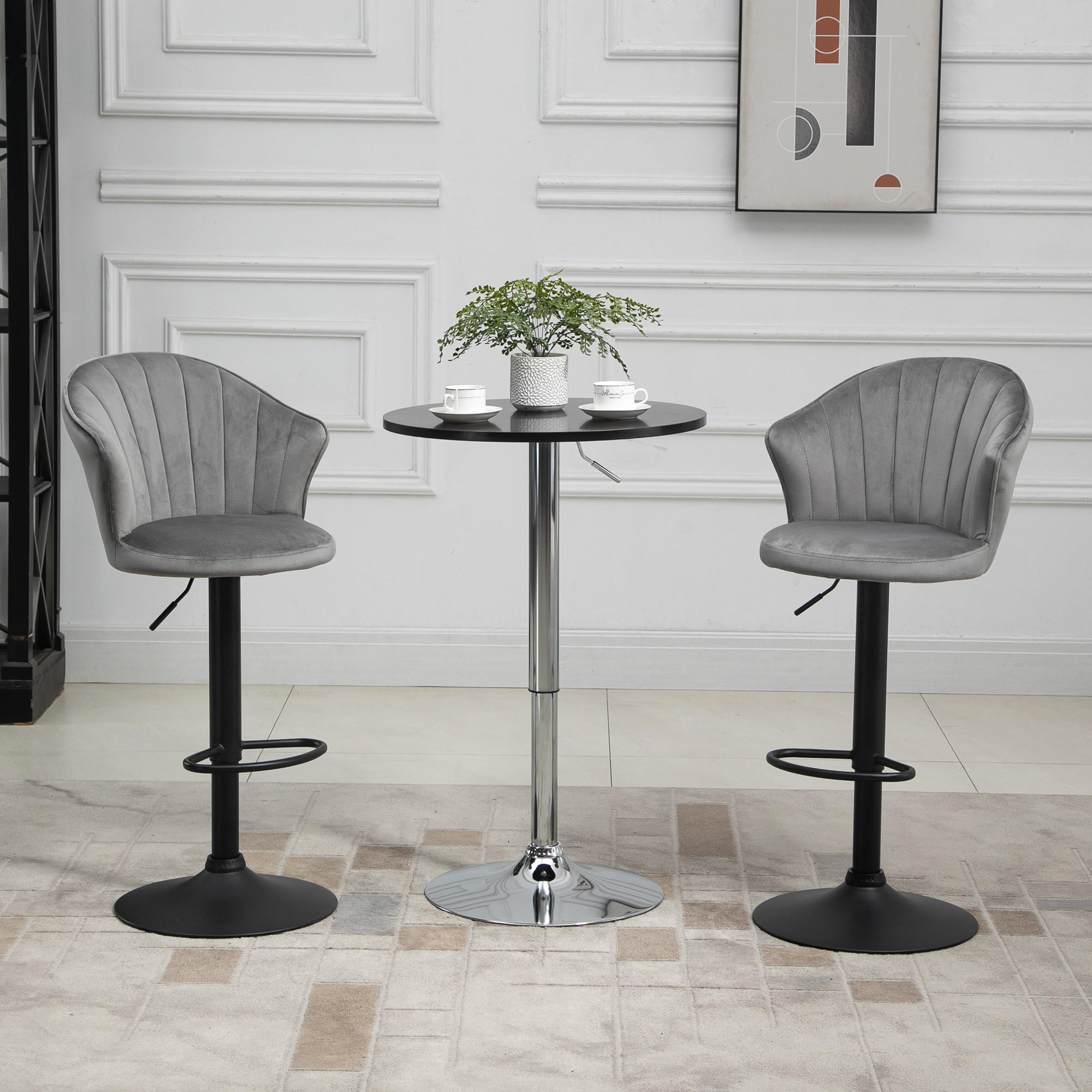 BARHOCKER, Schaumstoff, Stahl, Grau - Grau, Kunststoff (56/111/54cm) - HOMCOM