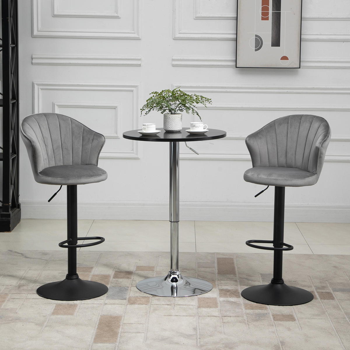 BARHOCKER, Schaumstoff, Stahl, Grau - Grau, Kunststoff (56/111/54cm) - HOMCOM