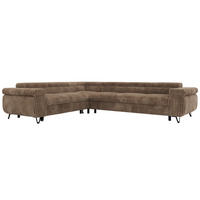 ECKSOFA NORDEN L - Braun Cord - Rechts Seite - Schwarz/Braun, Textil/Metall (329/269cm) - MKS