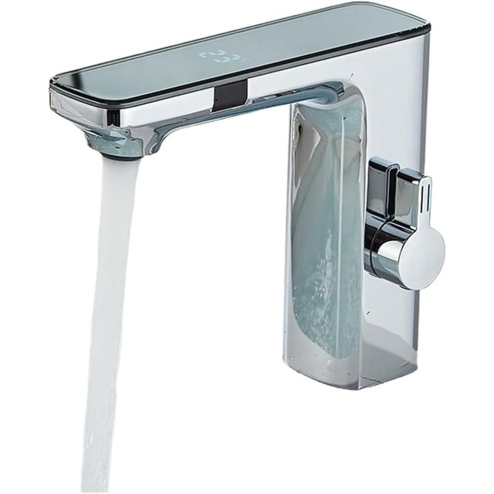 WASCHTISCHARMATUR Sensorarmatur mit Digitalanzeige, Chrom - Chromfarben, Metall (18/14/4.5cm) - Kaket