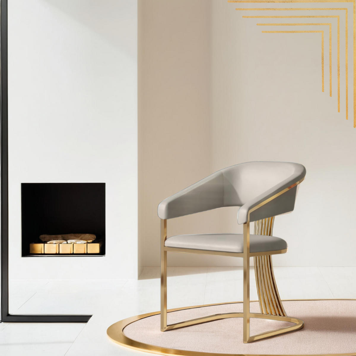 GLAM Elegance Design-Stuhl – Zeitlose Raffinesse in Gold - Goldfarben, Textil/Metall (63/86/61cm) - Fortisline