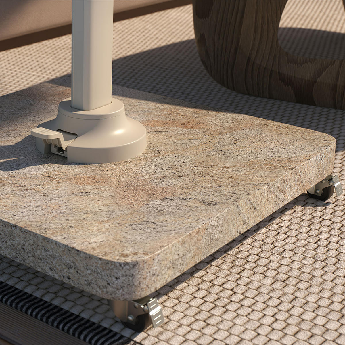 SCHIRMSTÄNDER Venezia Beige Granit für Ampelschirme 90 kg - Beige, Metall (76/76cm) - Platinum