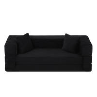 SCHLAFSOFA 2-Sitzer Sofa mit Schlaffunktion,Cord,Schwarz - Schwarz, Textil (200/60/76cm) - LVHOM