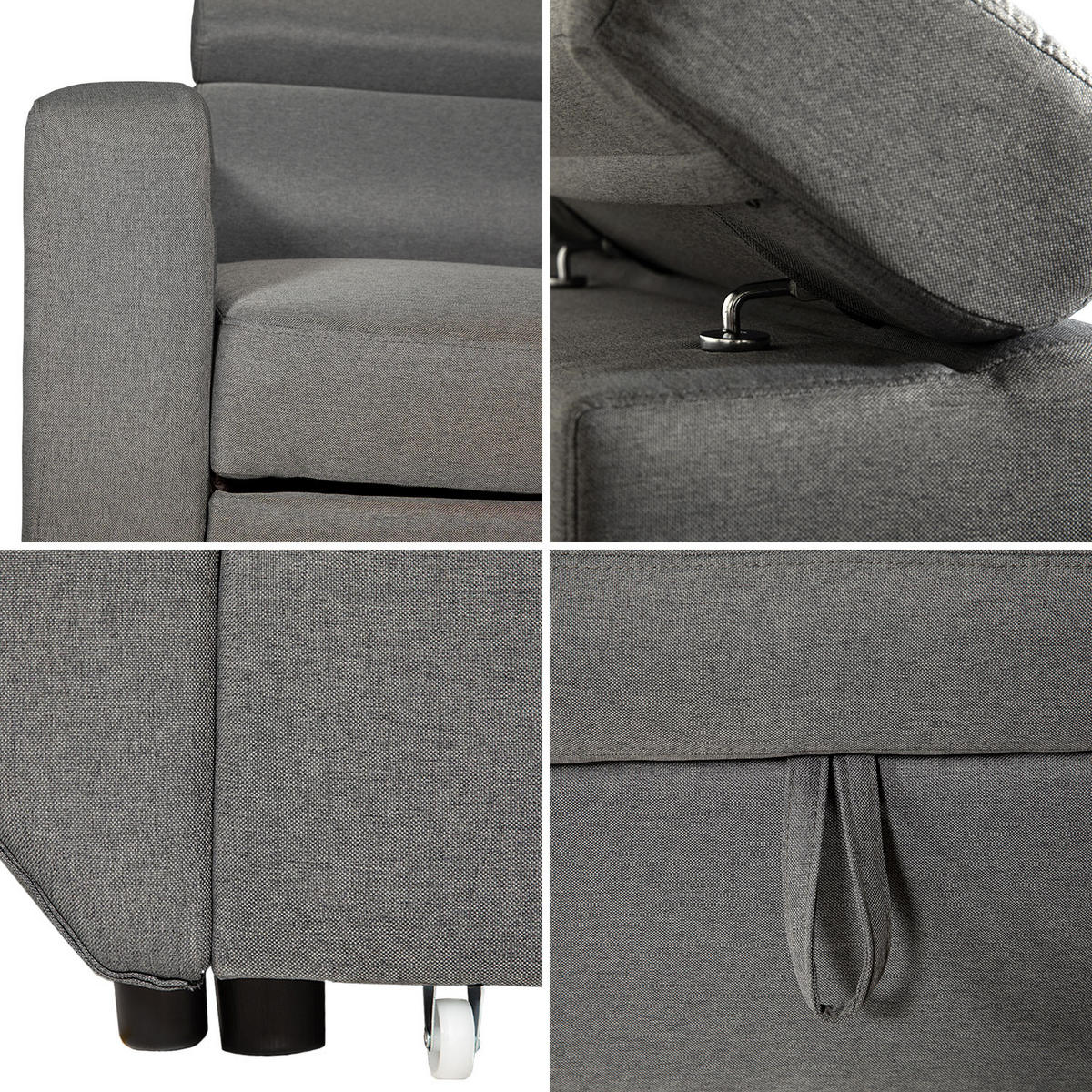 ECKSOFA WARREN Grau 3 Plätze - Grau, Textil (168/236cm) - Happy Garden