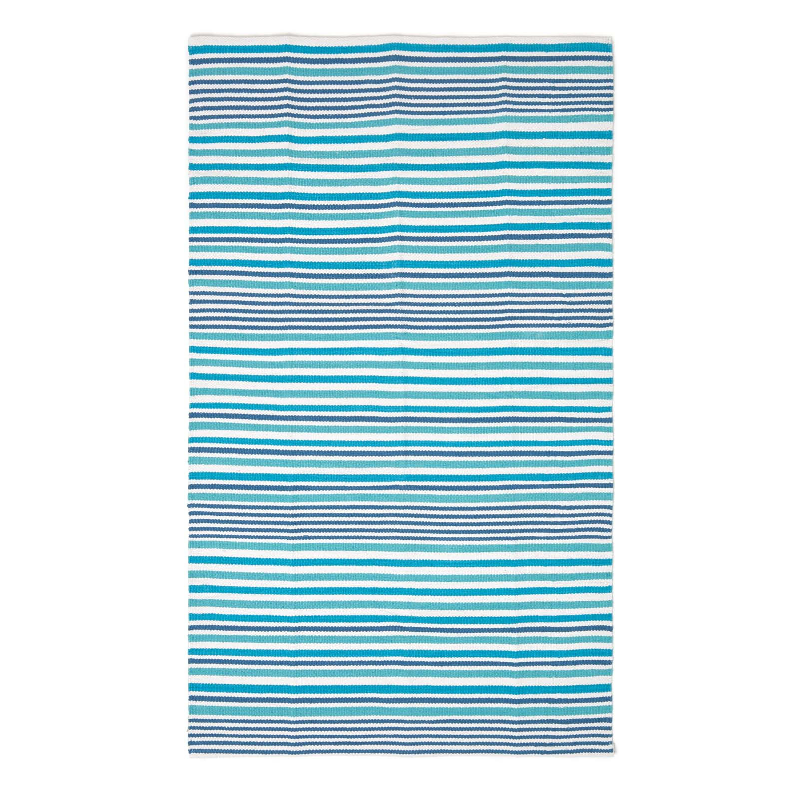 FLACHWEBETEPPICH Baumwolle gestreift 120/180 cm - Blau, Textil (120/180cm) - Homescapes