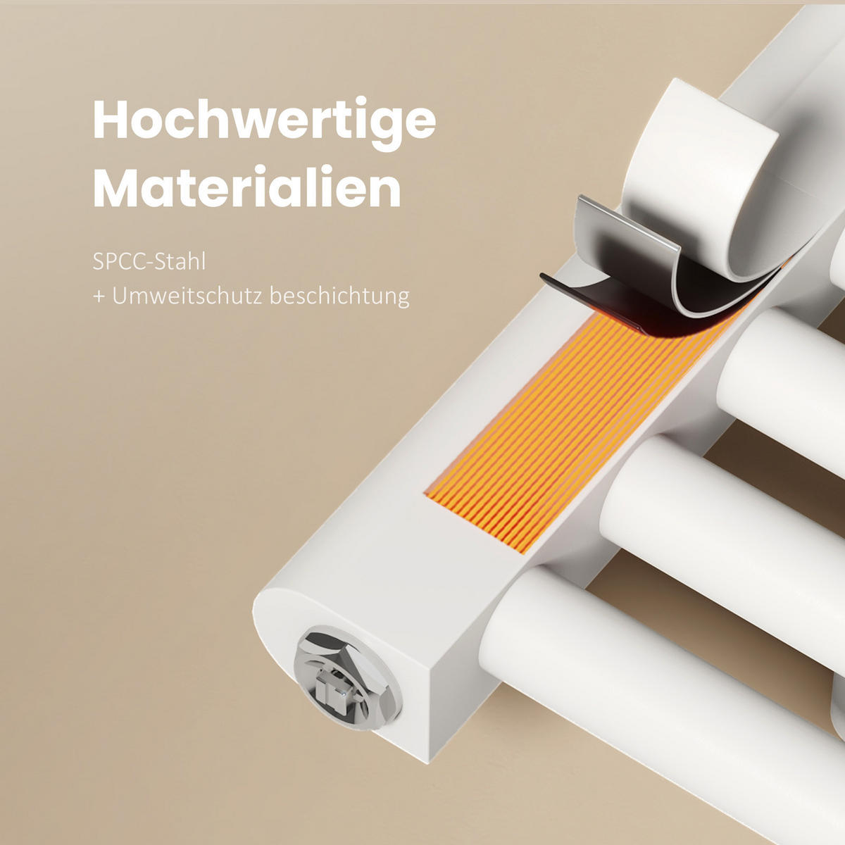 HEIZKÖRPER Handtuchheizkörper wasserführend 100/60/3 cm - Weiß, Metall (60/100/3cm) - EMKE