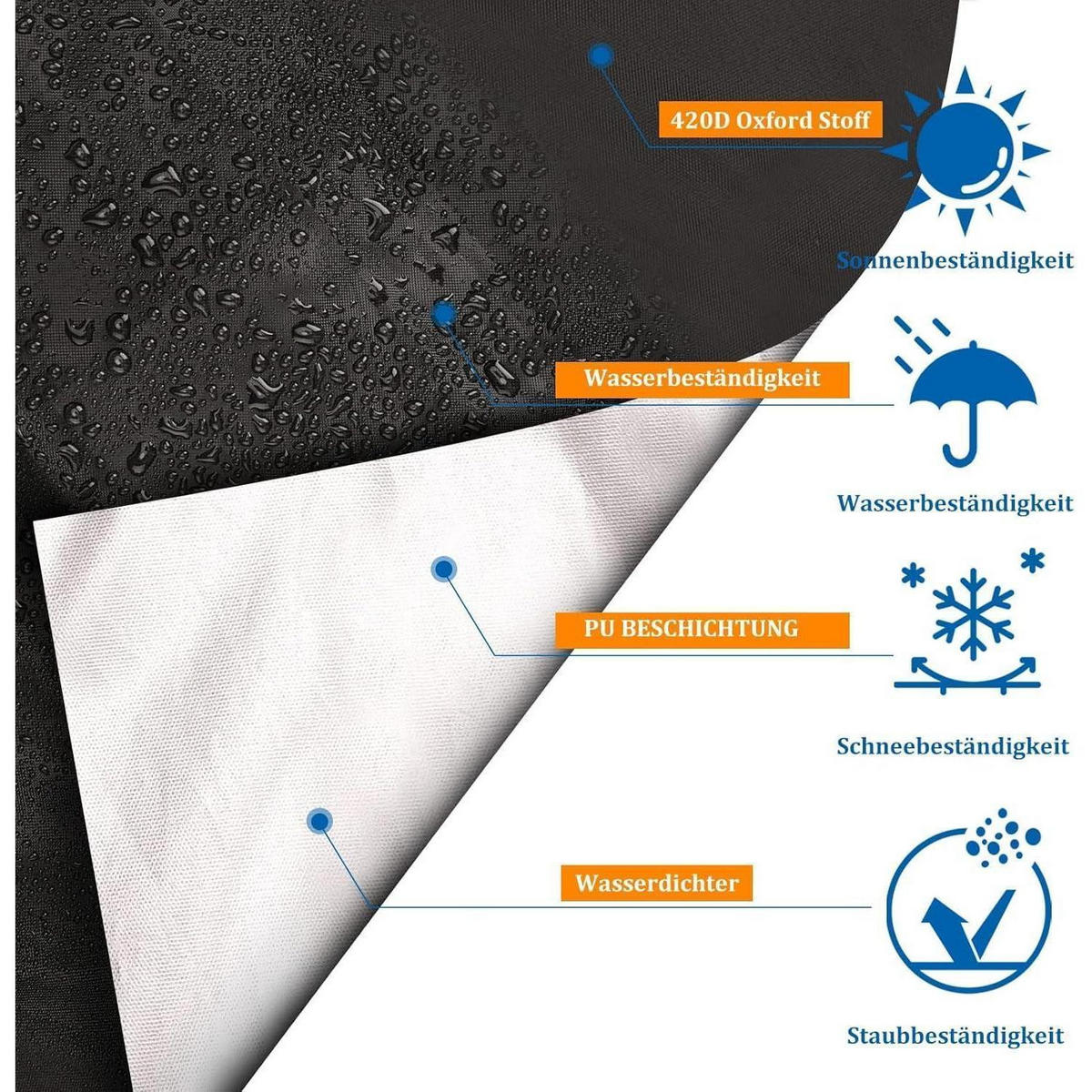 GARTENSTUHL Abdeckung 420D Oxford 65 x 65 x 80/120 cm - Schwarz, Textil (65/120/65cm)