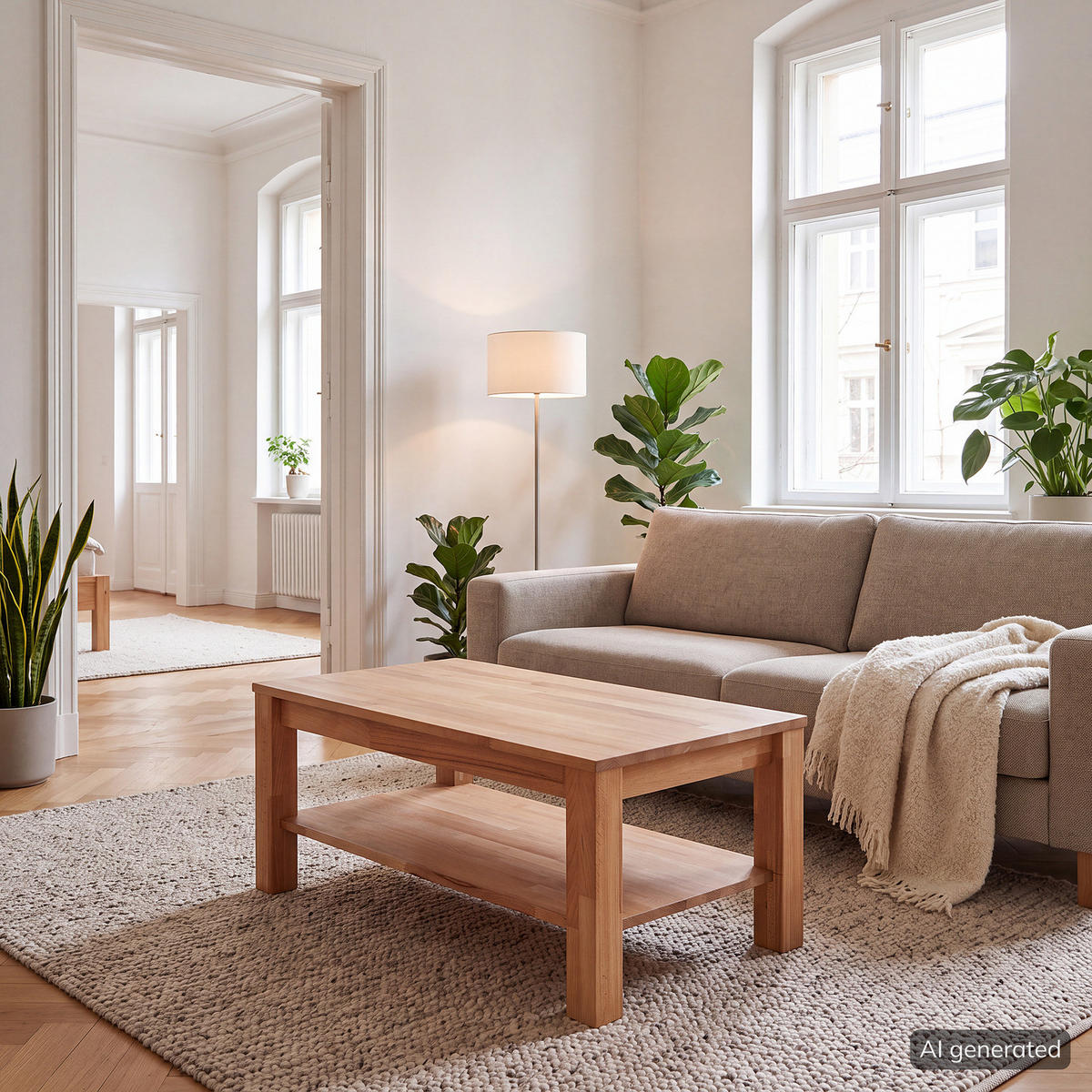 COUCHTISCH - Kernbuche Massiv - Kernbuche, Holz (60/100/45cm) - home24
