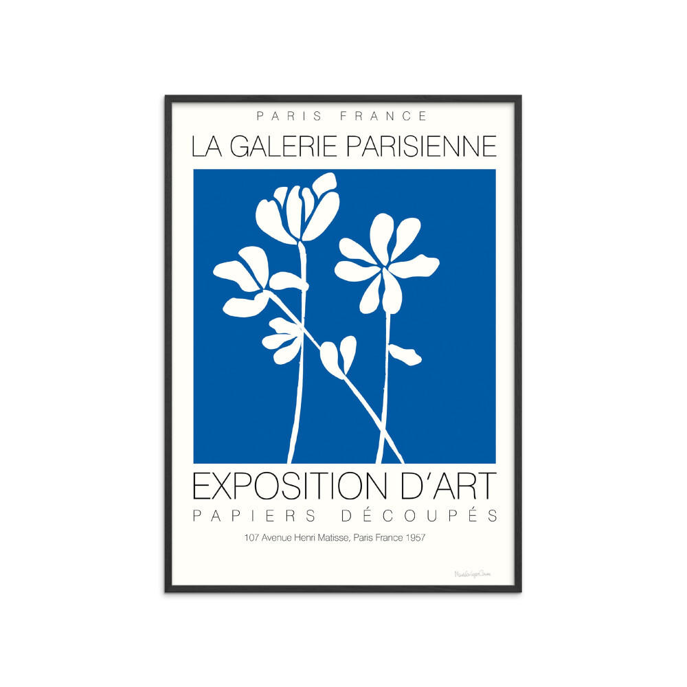 POSTER mit Rahmen Wild Apple - Fleurs de Matisse II - Blau/Schwarz, Holz/Papier (30/40cm) - Poster&Frame