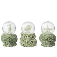 WASSER-GLOBUS SEA (3ER SET) - Grün, Glas/Naturmaterialien (10.5/13/10.5cm) - J-Line